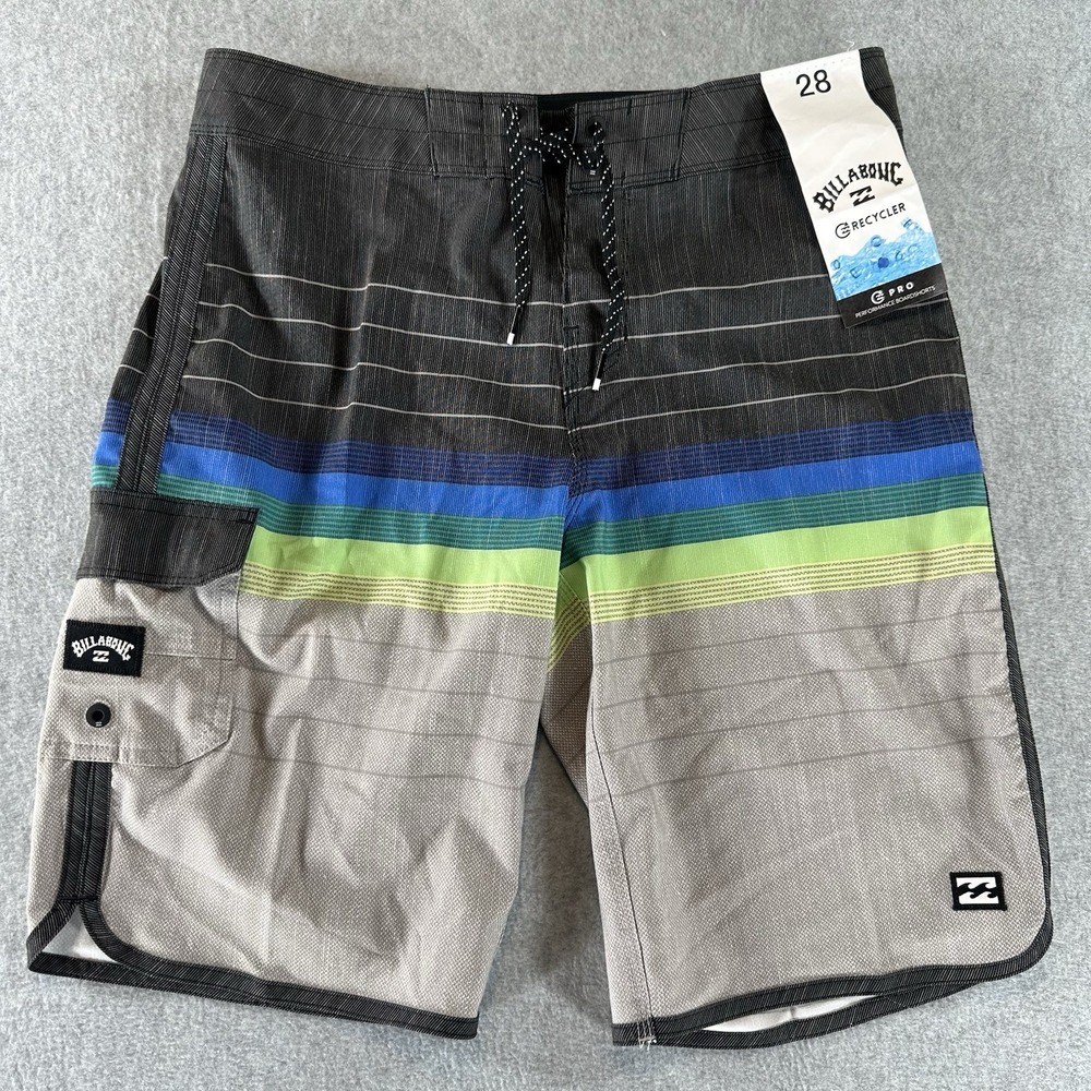 NEW Billabong Men's Size 28‎ Board Shorts 73 PRO Recycler Black Blue Green